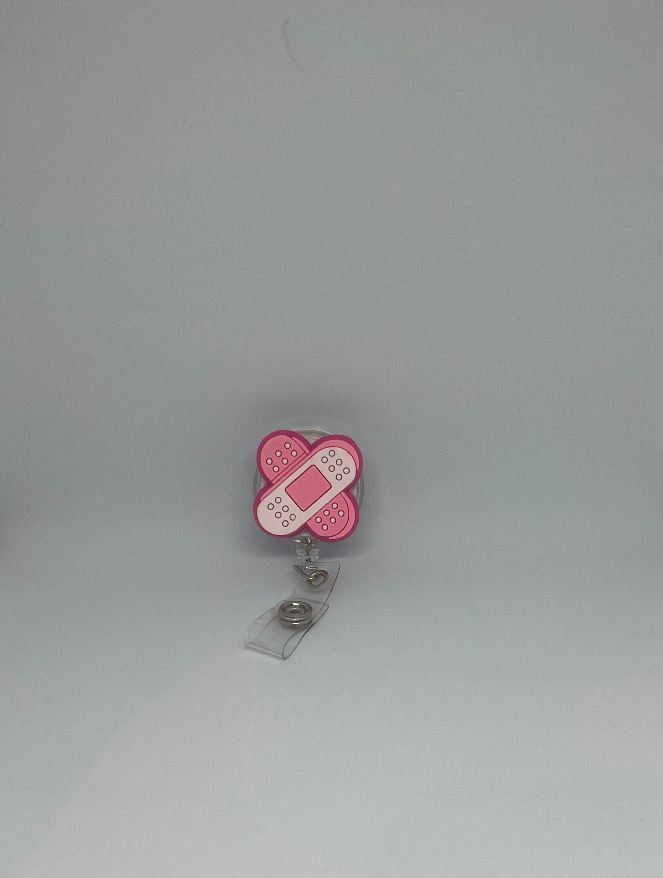 Pink Bandaid Retractable Badge Reel