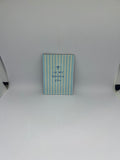In My Delulu Era magnet with pastel blue yellow stripe design and bow