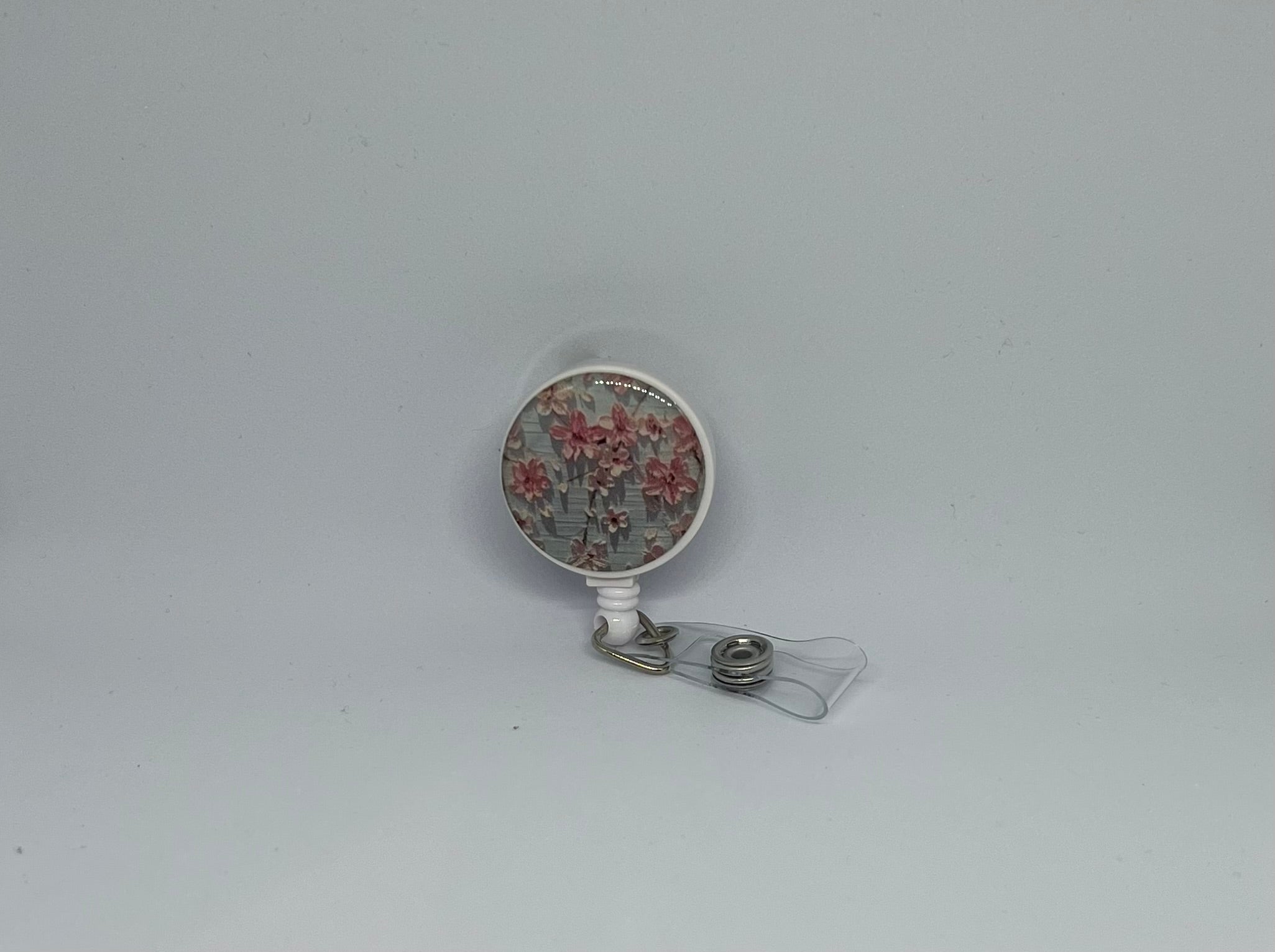 3D Pink Floral Retractable Badge Reel