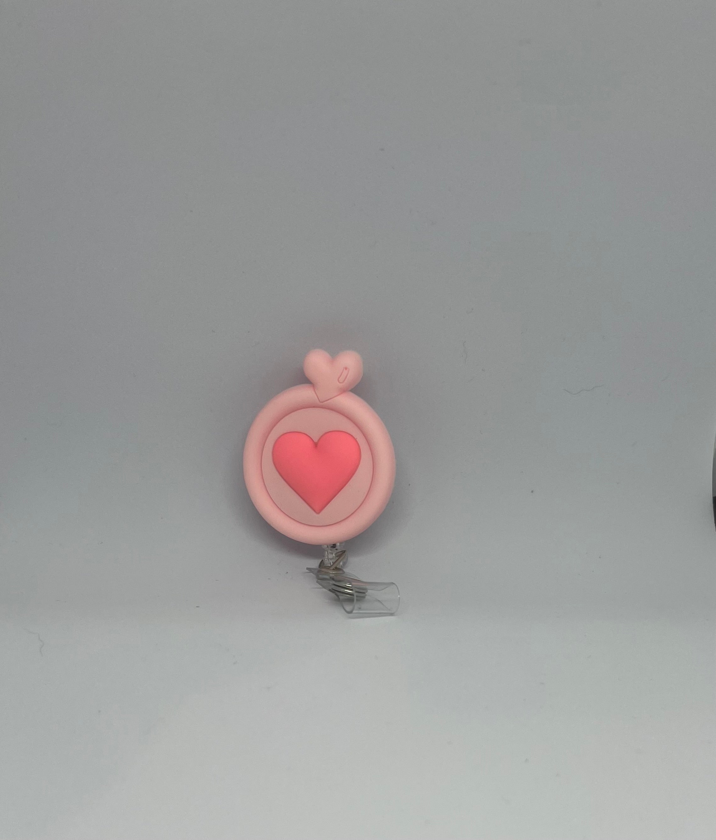 Pink Heart Retractable Badge Reel
