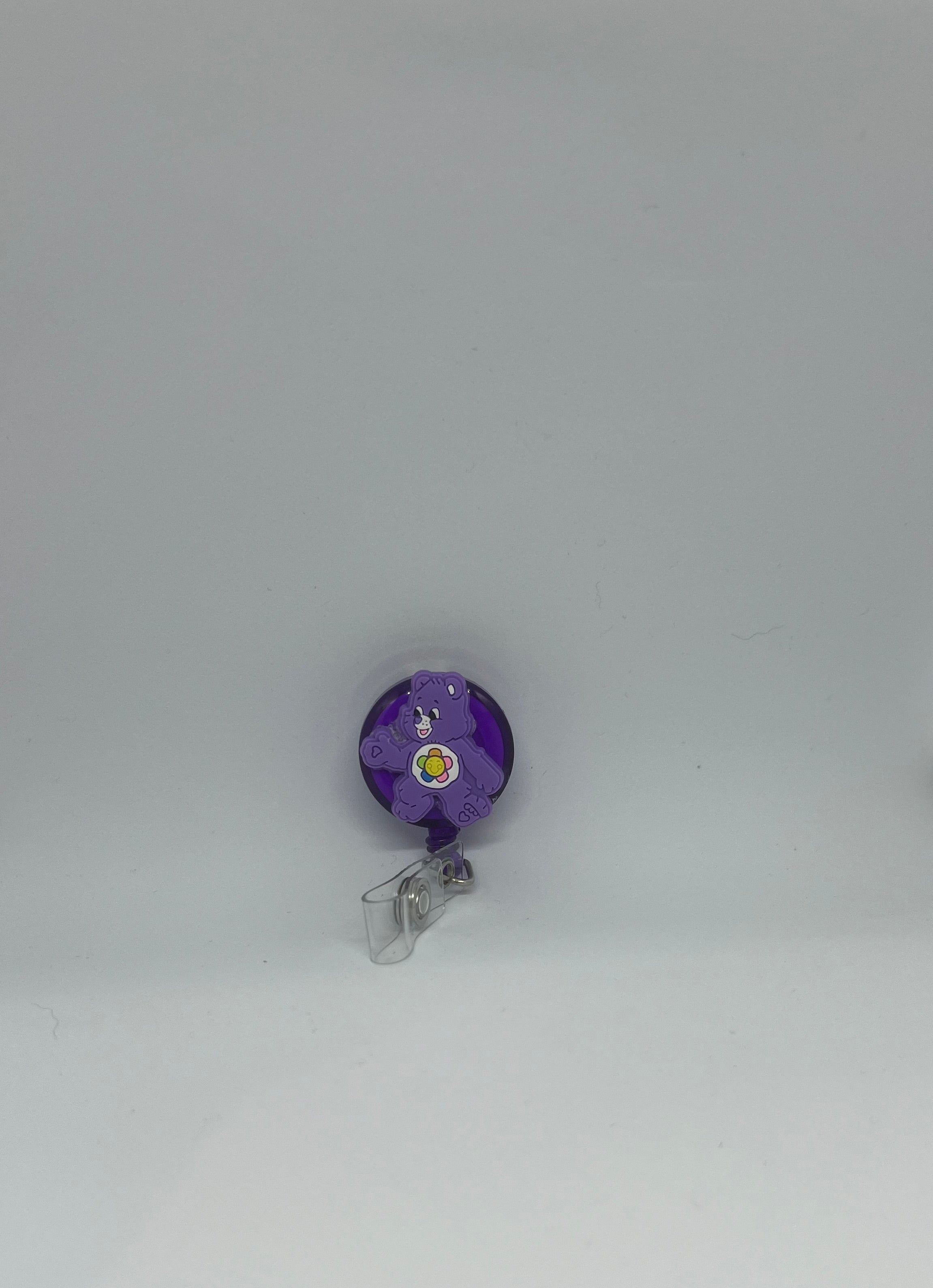 Purple Flower Bear Retractable Badge Reel