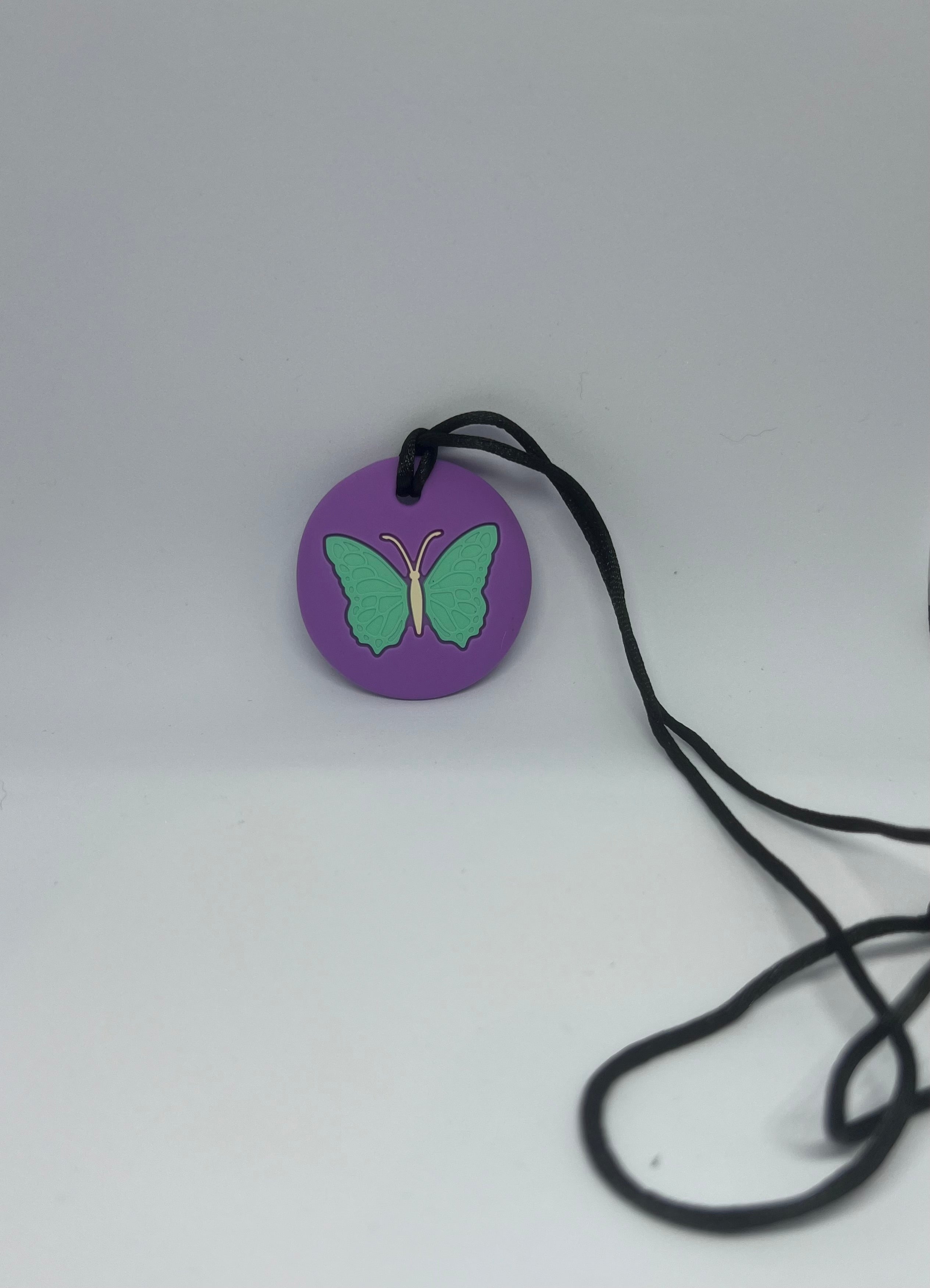 Purple Butterfly Chew Necklace