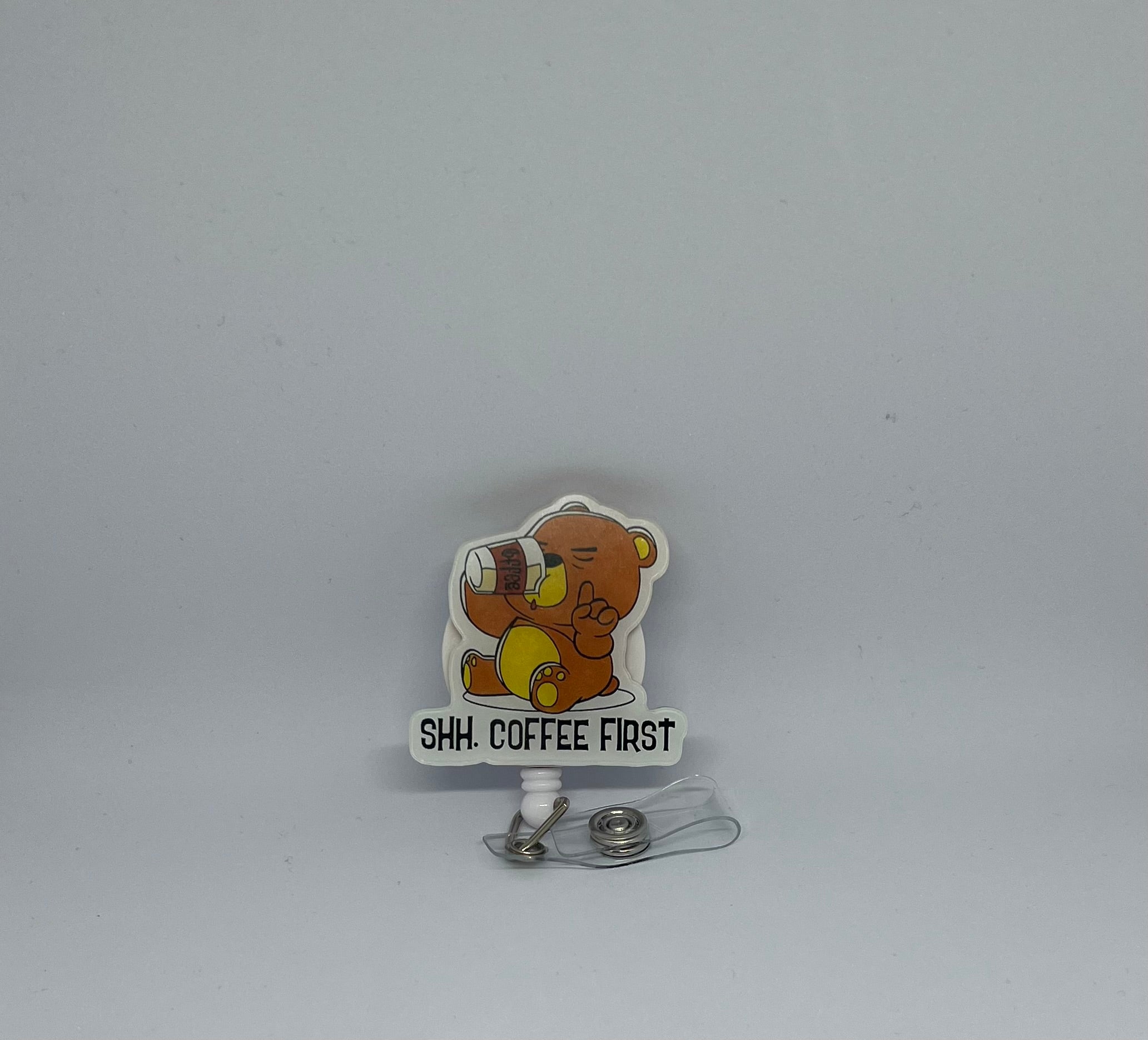 Shh Coffee First Retractable Badge Reel